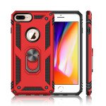 Wholesale iPhone 8 Plus / 7 Plus Tech Armor Ring Grip Case with Metal Plate (Red)